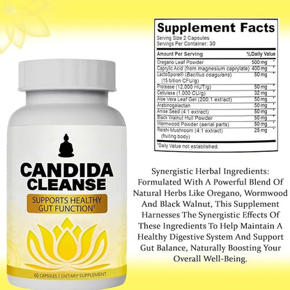 Candida Cleanse, Gut & Colon Support for Men & Women, 60 Capsules